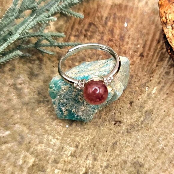 Beautiful Nature Strawberry Quartz Adjustable Ring - Picture 8 of 10